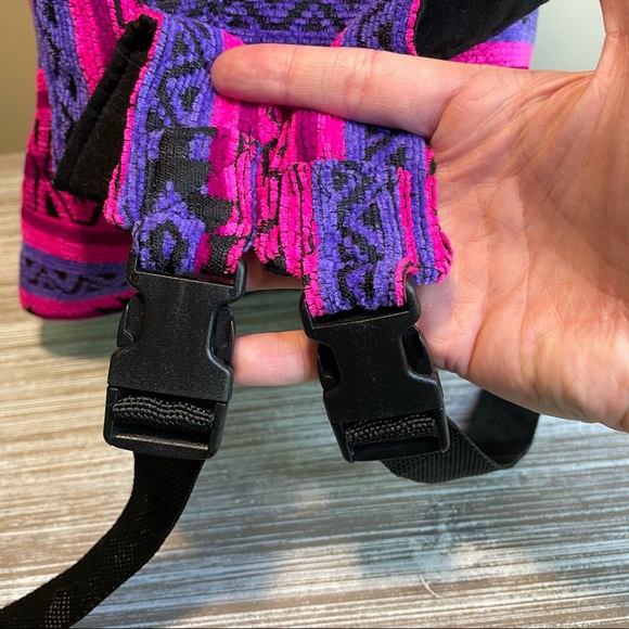 Aztec Women's Bag Drawstring Backpack Adjustable With Pockets Pink Purple Boho - Picture 13 of 14